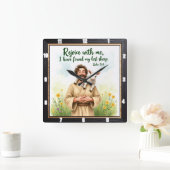 New Beginnings: Found My Sheep スクエア壁時計 (ホーム)