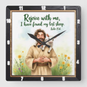 New Beginnings: Found My Sheep スクエア壁時計 (正面)