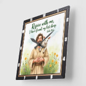 New Beginnings: Found My Sheep スクエア壁時計 (傾斜)