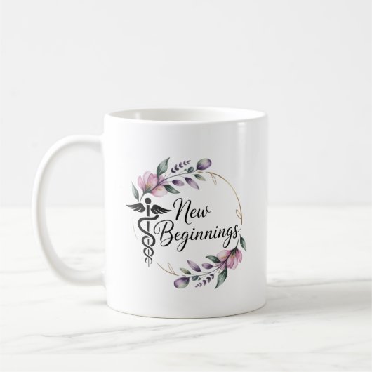 New Beginnings New Nursing Job Personalized コーヒーマグカップ (左)