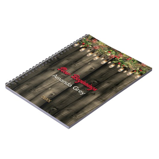 New beginnings Rustic Country greenery lights ノートブック (左側)