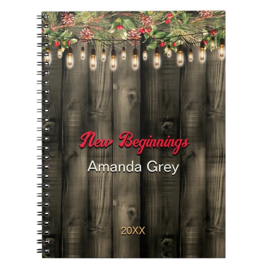 New beginnings Rustic Country greenery lights ノートブック (正面)