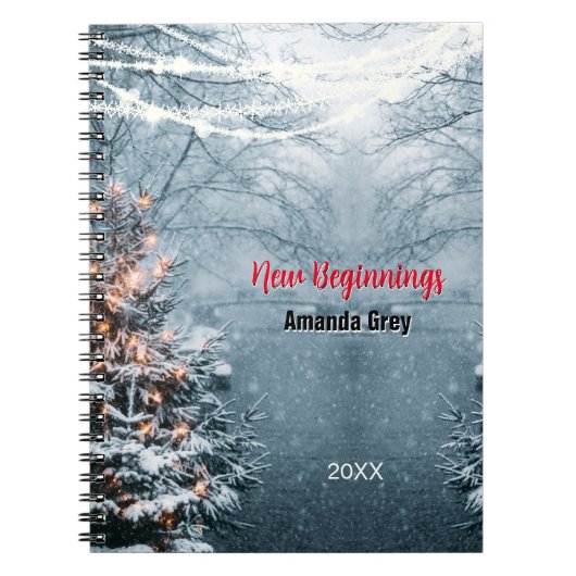 New beginnings woodland white tree custom ノートブック (正面)