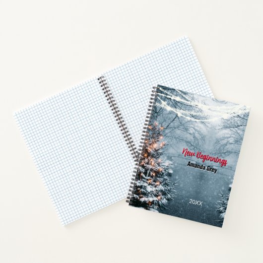 New beginnings woodland white tree custom large ノートブック (内部)