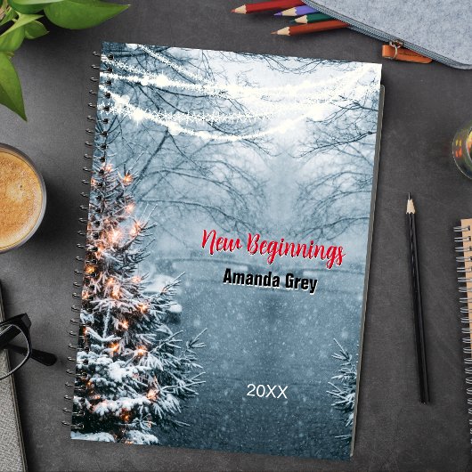 New beginnings woodland white tree custom large ノートブック