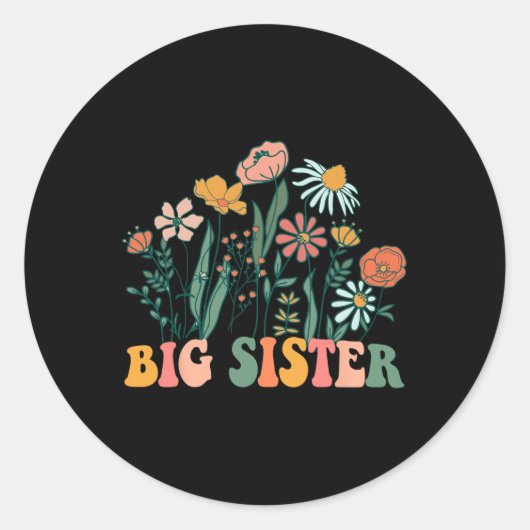 New Big Sister Wildflower First Birthday &amp; Bab ラウンドシール (正面)
