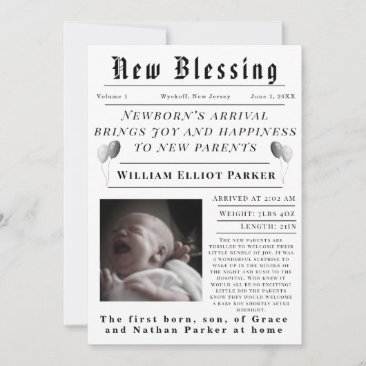 New Blessing Birth Announcement 案内状 (正面)