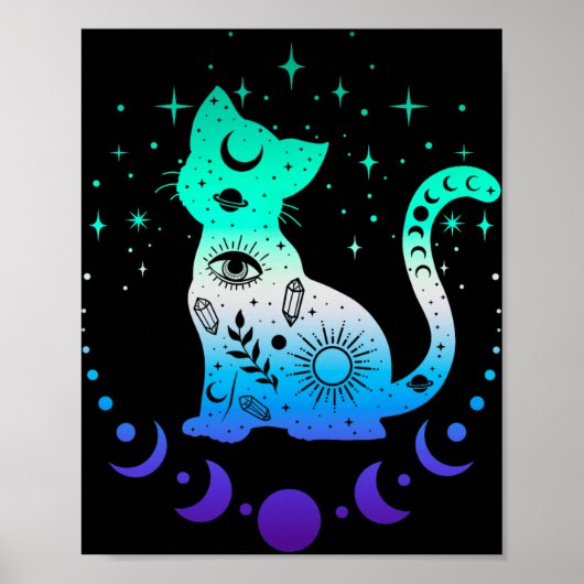 New Blue Gay Male Mlm Pride Flag, Astrology Cat  ポスター (正面)