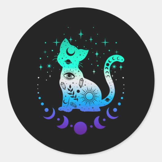 New Blue Gay Male Mlm Pride Flag, Astrology Cat  ラウンドシール (正面)