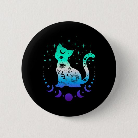 New Blue Gay Male Mlm Pride Flag, Astrology Cat 缶バッジ (正面)