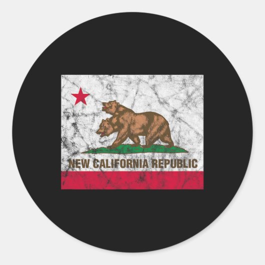 New California Republic Ncr State Distressed Flag ラウンドシール (正面)