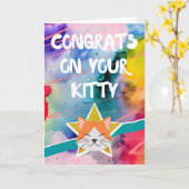 New Cat Petおめでとうございますカラフル カード (黄色い花)