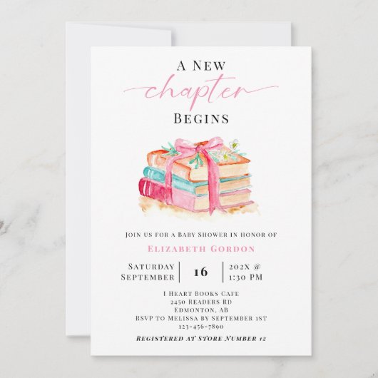 New Chapter Baby Shower Book Request QR Code Cute 招待状 (正面)