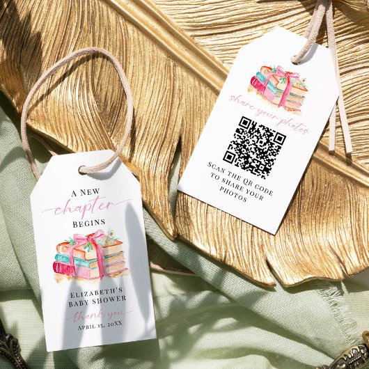 New Chapter Baby Shower Share Photo QR 2-Sided ギフトタグ