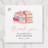 New Chapter Baby Shower Watercolor Pink Thank you フェイバータグ (正面)