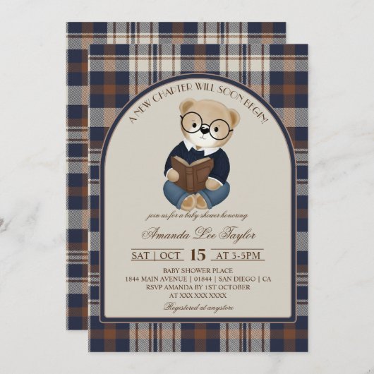 New Chapter Bear Baby Shower  招待状 (正面/裏面)