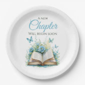 New Chapter Begin Blue Boy Brunch Book Baby Shower ペーパープレート (正面)