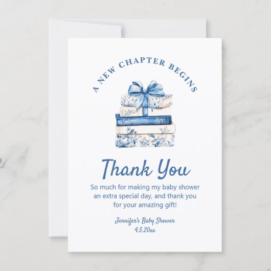 new chapter begins, blue bow books thank you ノートカード (正面)
