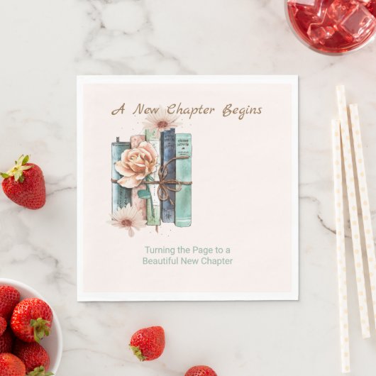 New Chapter Begins Book Stack Floral  スタンダードランチョンナプキン (インサイチュ)