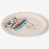 New Chapter Begins Book Stack Floral ペーパープレート (アングル)