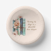 New Chapter Begins Book Stack Floral  ペーパーボウル (正面)