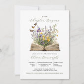 New Chapter Begins Book Wildflowers Baby Shower 招待状 (正面)