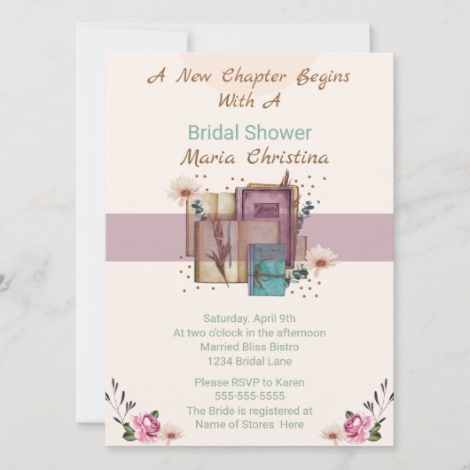 New Chapter Begins Bridal Shower 招待状 (正面)