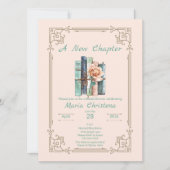 New Chapter Begins Bridal Shower Book Stack Floral 招待状 (正面)