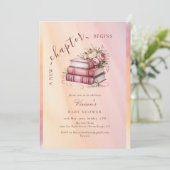 New Chapter Begins Floral Books Baby Shower 招待状 (スタンド正面)