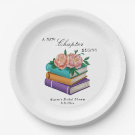 New Chapter Begins Floral Bridal Shower ペーパープレート
