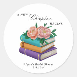 New Chapter Begins Floral Bridal Shower ラウンドシール