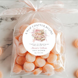 New Chapter Begins Pink Baby Shower Shower Sticker ラウンドシール