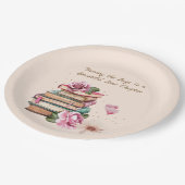 New Chapter Begins Romantic Book Theme Floral ペーパープレート (アングル)