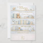 New Chapter Begins Storybook Boy Blue Baby Shower 招待状 (正面)