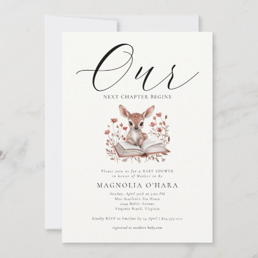 New Chapter Begins Storybook Floral Baby Shower   招待状 (正面)