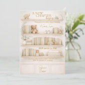 New Chapter Begins Storybook Neutral Baby Shower 招待状 (スタンド正面)