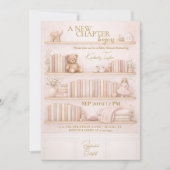 New Chapter Begins Storybook Pink Girl Baby Shower 招待状 (正面)