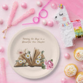 New Chapter Begins Turning the Page Floral  ペーパープレート (パーティー)