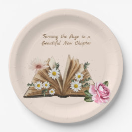 New Chapter Begins Turning the Page Floral  ペーパープレート