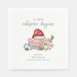 New Chapter Begins Winter Floral Baby Shower  スタンダードランチョンナプキン