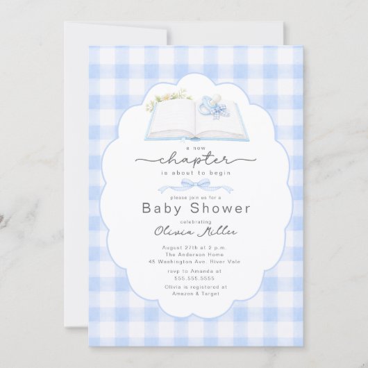 New Chapter Blue Book Baby Shower Invite 招待状 (正面)