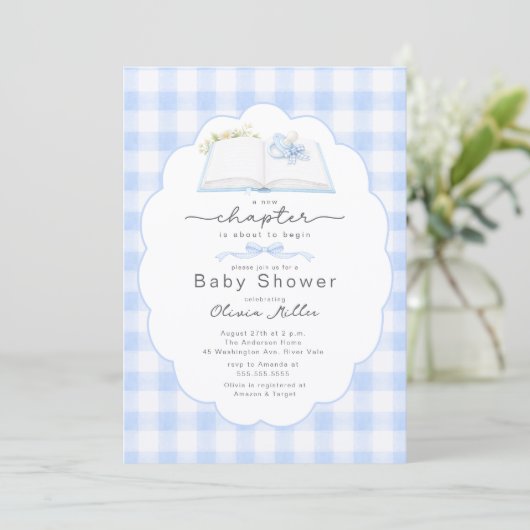 New Chapter Blue Book Baby Shower Invite 招待状 (スタンド正面)