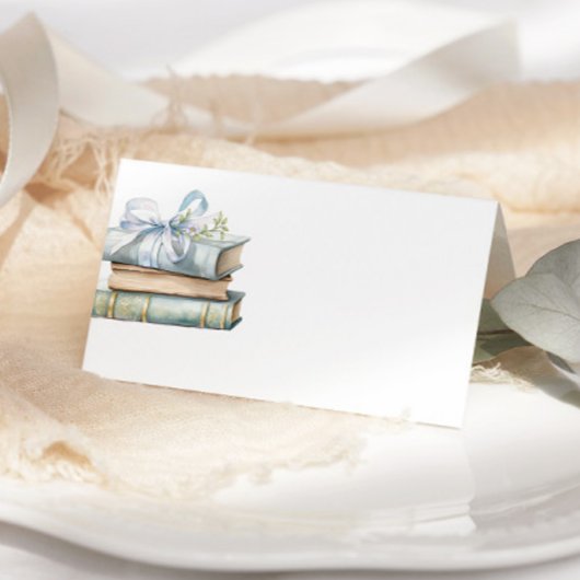 New Chapter Blue Bow Books Baby Shower place card