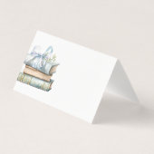 New Chapter Blue Bow Books Baby Shower place card (正面)