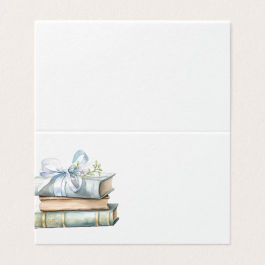 New Chapter Blue Bow Books Baby Shower place card (外部フラット)