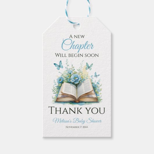 New Chapter Blue Boy Brunch StoryBook Baby Shower ギフトタグ (正面)