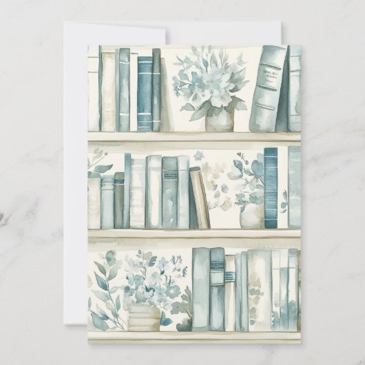 New Chapter Blue Boy Library Book Baby Shower 招待状 (裏面)