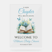 New Chapter Blue Brunch Book Baby Shower Welcome アクリルサイン (正面)