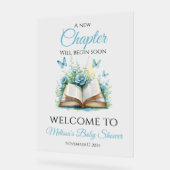 New Chapter Blue Brunch Book Baby Shower Welcome アクリルサイン (傾斜)