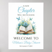 New Chapter Blue Brunch Book Baby Shower Welcome ポスター (正面)